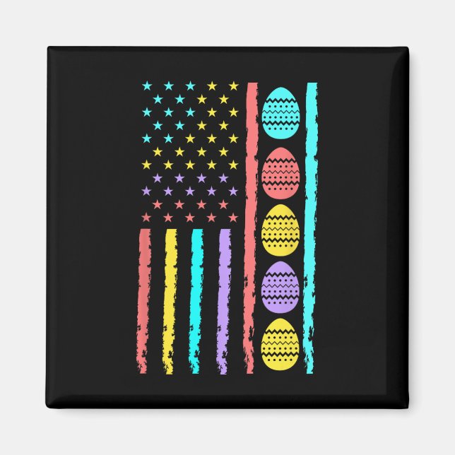 American Flagga Glad påsk Egg Hunting Patriotic E Magnet (Framsidan)