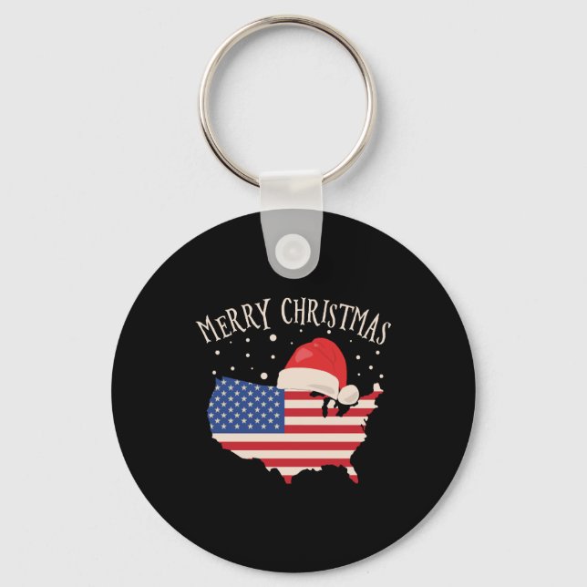 American flagga God jul design Nyckelring (Framsida)