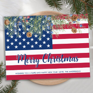 American Flagga God jul Miliotic Patriotic Helg Vykort