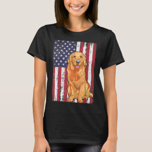 American Flagga Golden Retriever Patriotic Flagga T Shirt