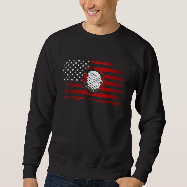 American Flagga Golf 1 Lång Ärmad Tröja (Framsida)