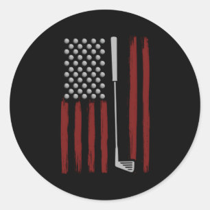 American Flagga Golf For Golfer Golf Klubb Runt Klistermärke