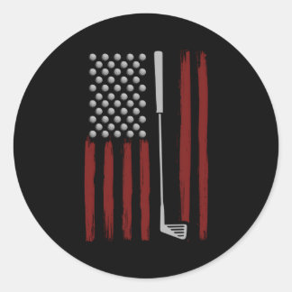American Flagga Golf For Golfer Golf Klubb Runt Klistermärke