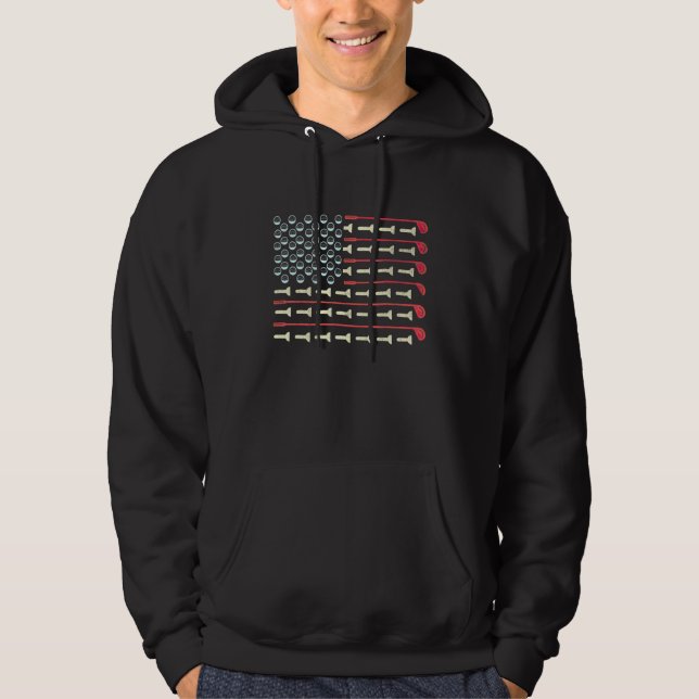 American Flagga Golf Golf Klubb Sports Hoodie (Framsida)