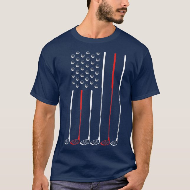 American Flagga Golf Klubbs Golf Stick Flagga Gift T Shirt (Framsida)