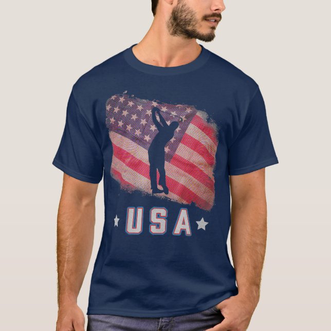 American Flagga Golf Team Stars och stripes T Shirt (Framsida)