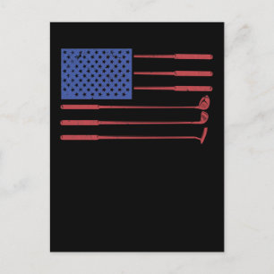 American Flagga Golf USA Patriotic Golfing Vykort