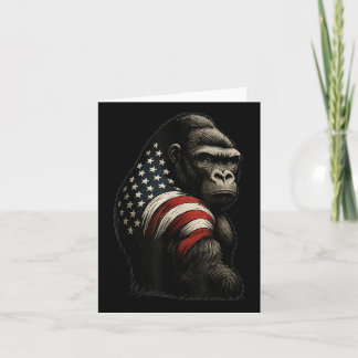 American Flagga Gorilla Illustration Patriotic Ani Kort