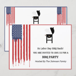 American Flagga Graffiti Labor Day BBQ Party Inbjudningar