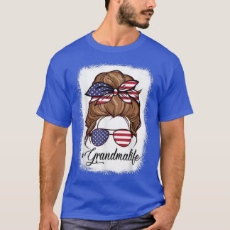 American Flagga Grandma Life Bleached Mor 4th J T Shirt