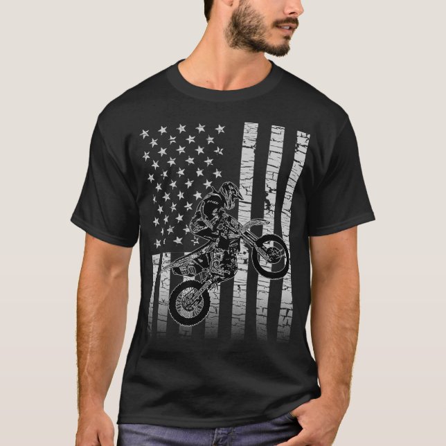 American Flagga Graphic Motocross Dirt Bike T Shirt (Framsida)