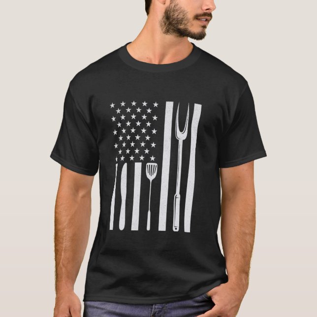 American Flagga Grilling Cookout BBQ T Shirt (Framsida)