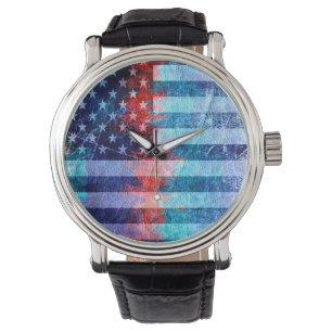 American Flagga Grunge Armbandsur