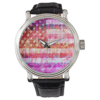 American Flagga Grunge Art #4 Armbandsur
