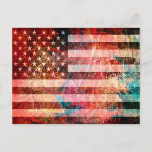 American Flagga Grunge Art #5 Vykort