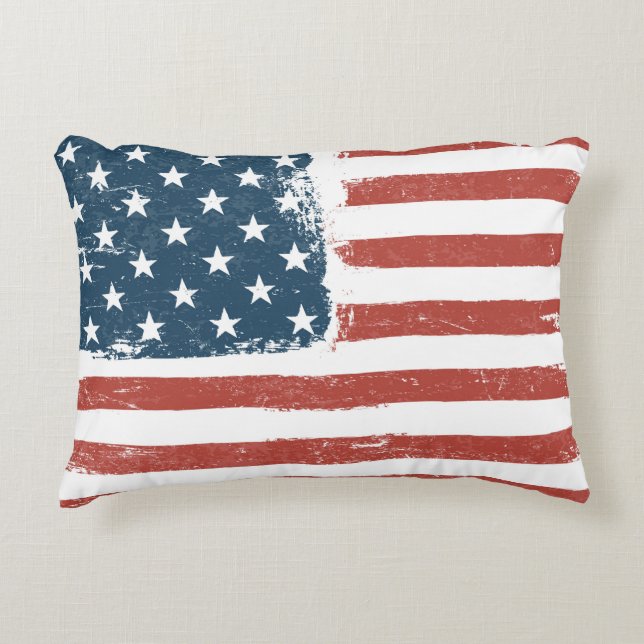 American Flagga Grunge Background. Raster-version. Prydnadskudde (Framsidan)