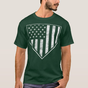 American Flagga Grunge Home Plate Patriotic Baseba T Shirt