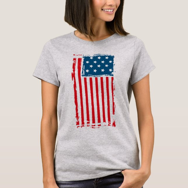 American Flagga Grunge Vintage Tshirt T Shirt (Framsida)