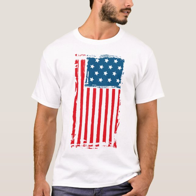 American Flagga Grunge Vintage Tshirt T Shirt (Framsida)