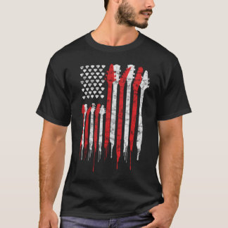 American Flagga Guitar Red White Patriotic T Shirt