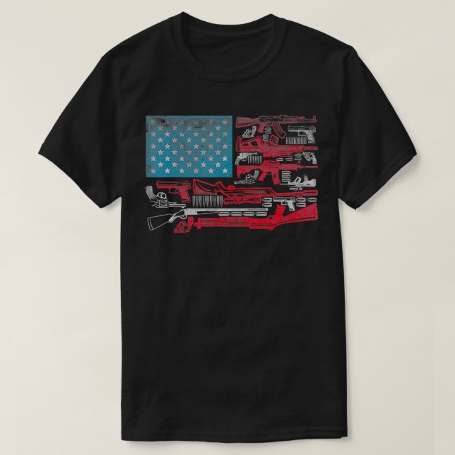 American Flagga Guns Riffles Bullets US Flagga Wea T Shirt (Design framsida)