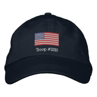 American Flagga Hat med modifierbar troop # nedan Broderad Keps