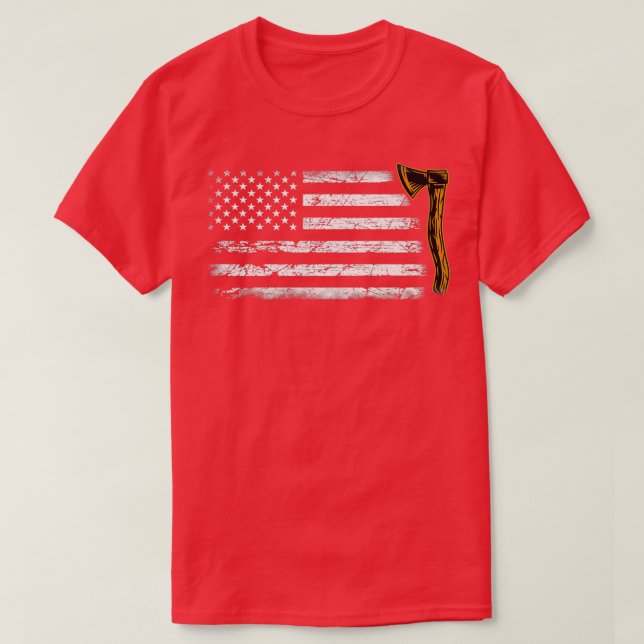 American Flagga Hatchet Funny Ax Throw Älskare T Shirt (Design framsida)