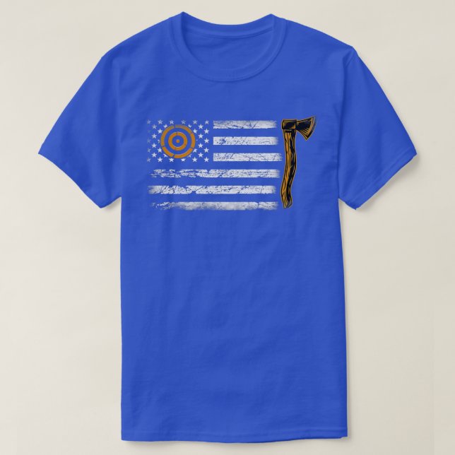 American Flagga Hatchet Funny Ax Thrower Thrower K T Shirt (Design framsida)