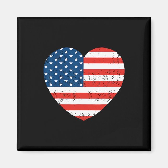 American Flagga Heart 4:e juli USA Patriotic Magnet (Framsidan)