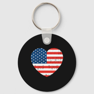 American Flagga Heart 4:e juli USA Patriotic Nyckelring