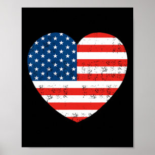 American Flagga Heart 4:e juli USA Patriotic Poster