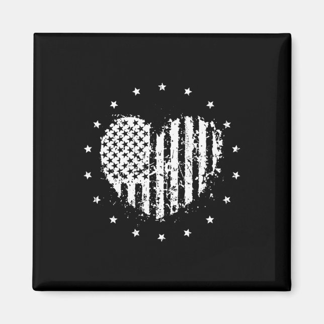 American Flagga Heart 4 juli Magnet (Framsidan)