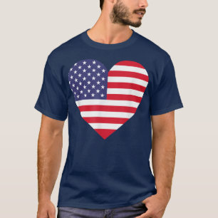 American Flagga Heart 4 juli USA Kärlek Patriotic T Shirt