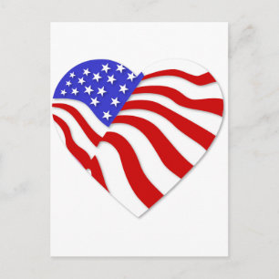 American Flagga Heart America USA Valentine Popula Helg Vykort