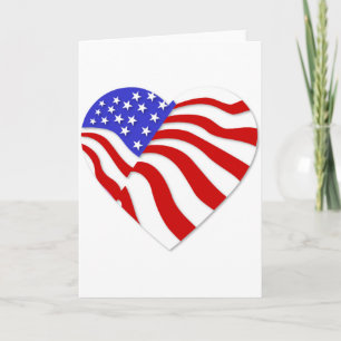 American Flagga Heart America USA Valentine Popula Helgkort