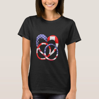 American Flagga Heart Bröllop Ringar Giftermål Swi T Shirt
