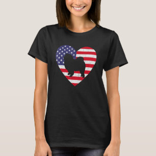 American Flagga Heart Chow Chow 4:e juli USA T Shirt