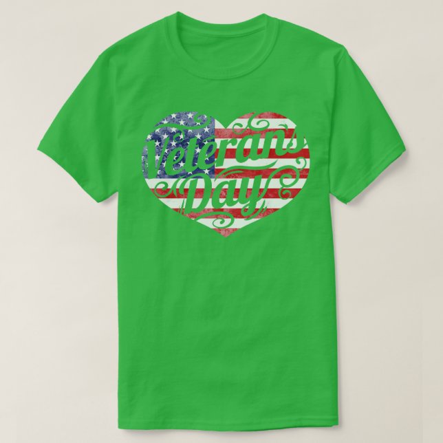 American Flagga Heart for Veterans Day 1 T Shirt (Design framsida)