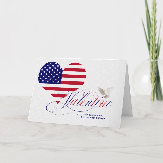 American Flagga Heart Helgkort (Framsida)