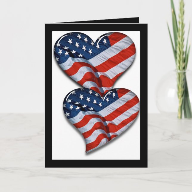 American Flagga Heart Kort (Framsida)