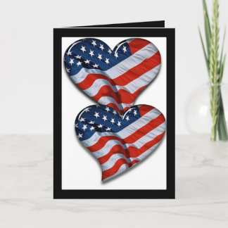 American Flagga Heart Kort
