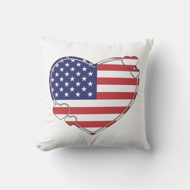 American Flagga Heart Kudde (Framsida)