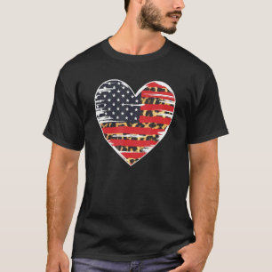 American Flagga Heart Leopard Usa Patriotic 4th of T Shirt
