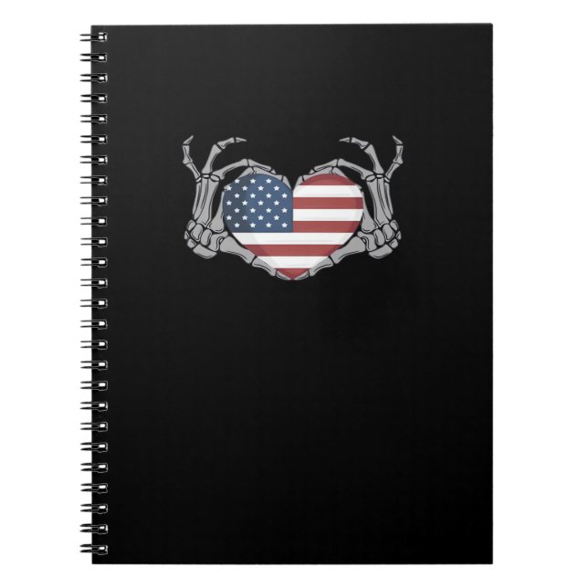 American Flagga Heart Passande Anteckningsbok (Framsidan)