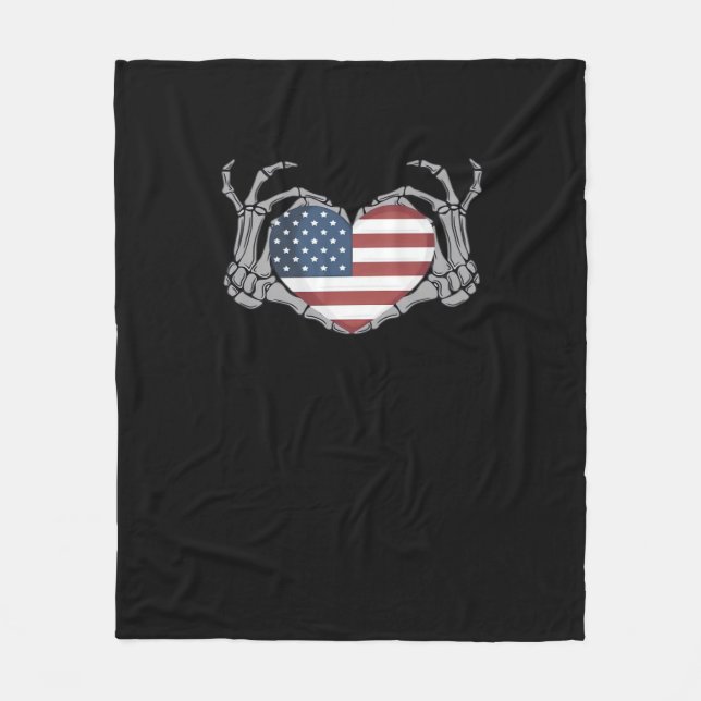 American Flagga Heart Passande Fleecefilt (Framsidan)