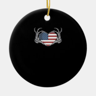 American Flagga Heart Passande Julgransprydnad Keramik