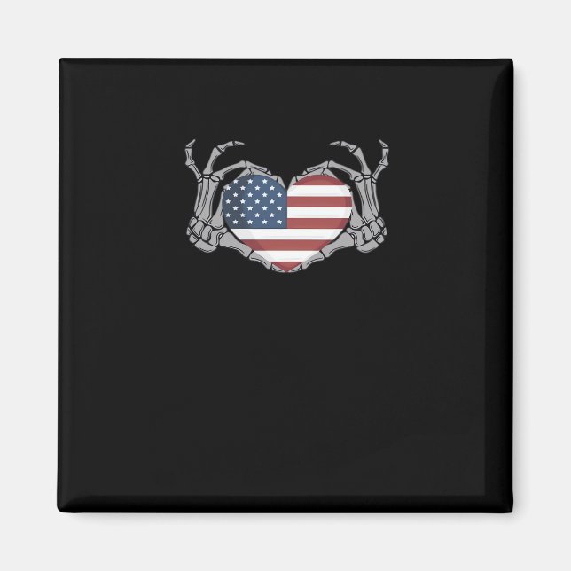 American Flagga Heart Passande Magnet (Framsidan)