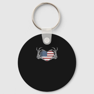 American Flagga Heart Passande Nyckelring