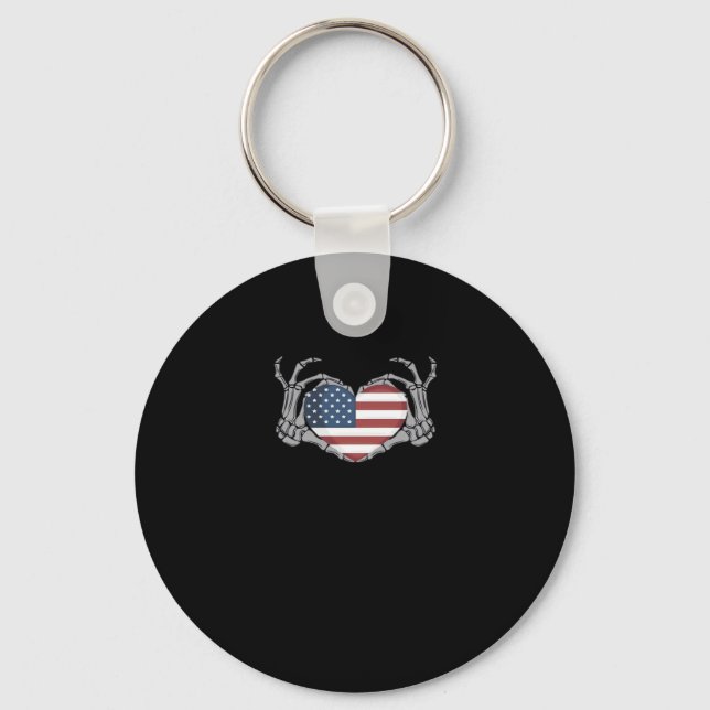 American Flagga Heart Passande Nyckelring (Framsida)
