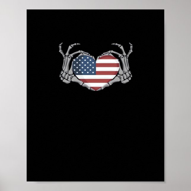 American Flagga Heart Passande Poster (Framsidan)